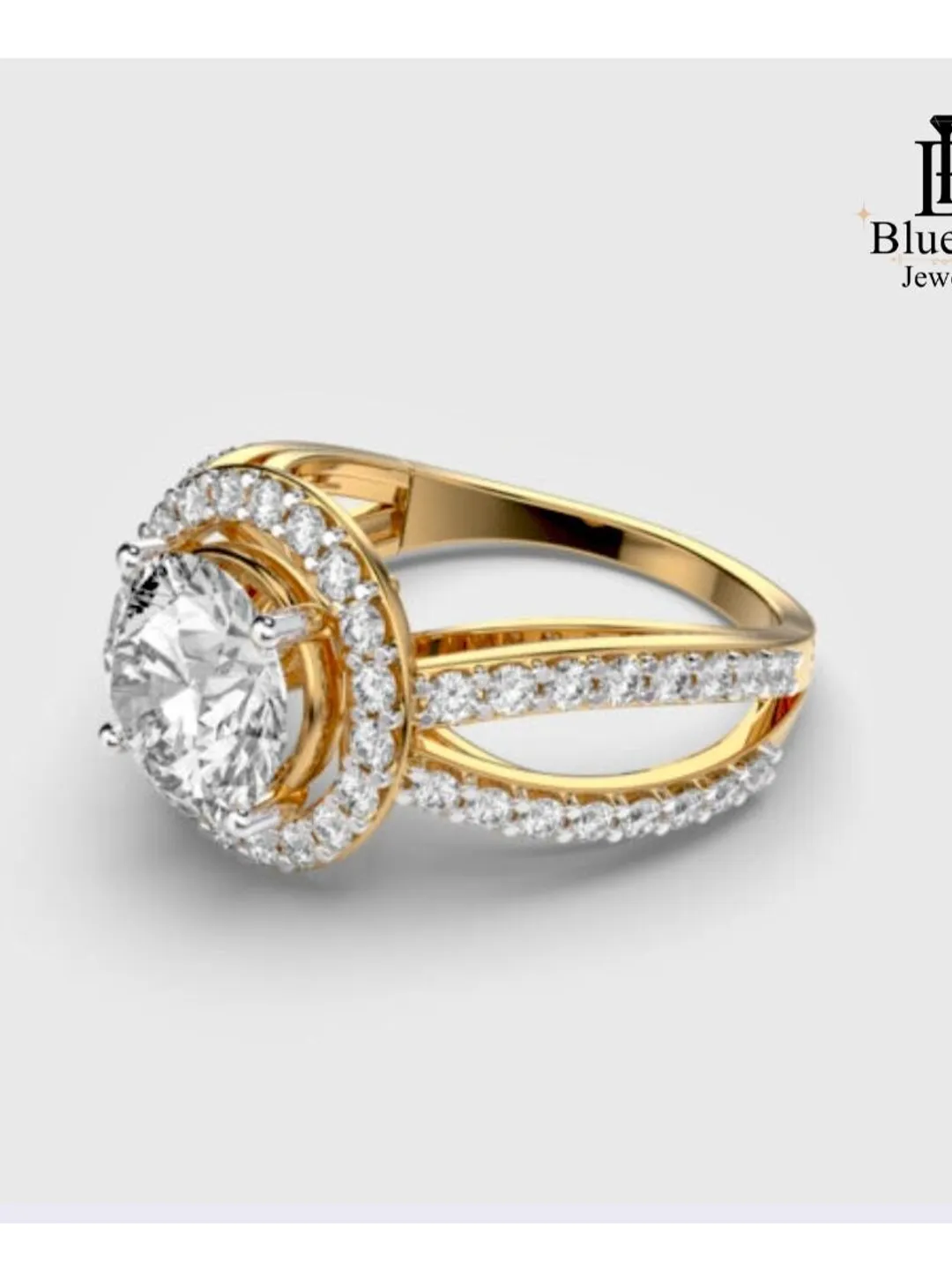 1 CT Round Cut Moissanite Engagement Ring Set | 14K Solid Gold Bridal ...