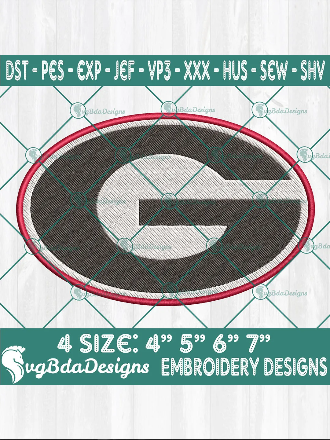 Georgia Bulldogs Logo Embroidery Designs | NCAA Football Digital Embroidery Files