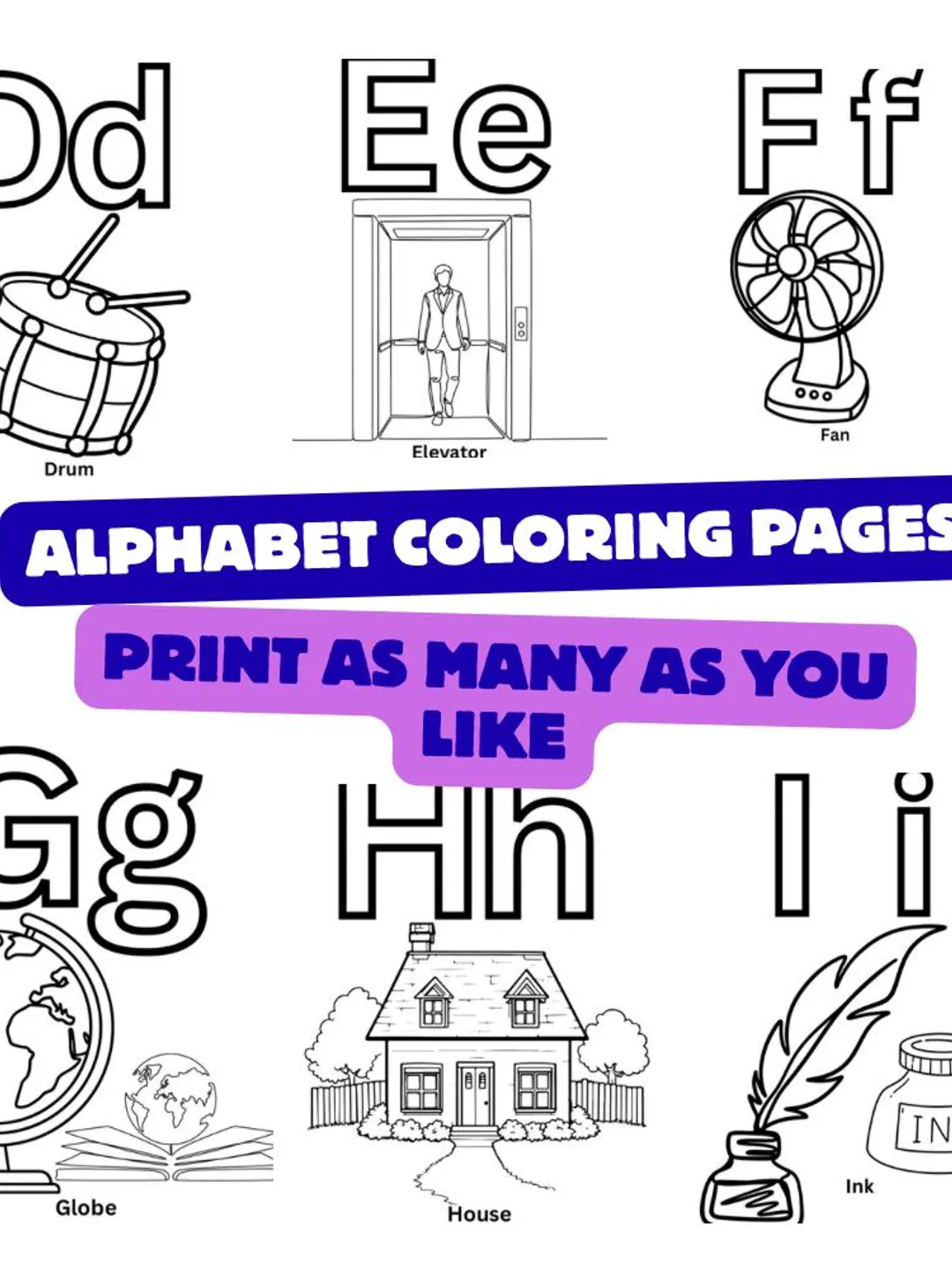 Printable Animal Coloring Pages for Kids, ABC Alphabet Coloring Book ...