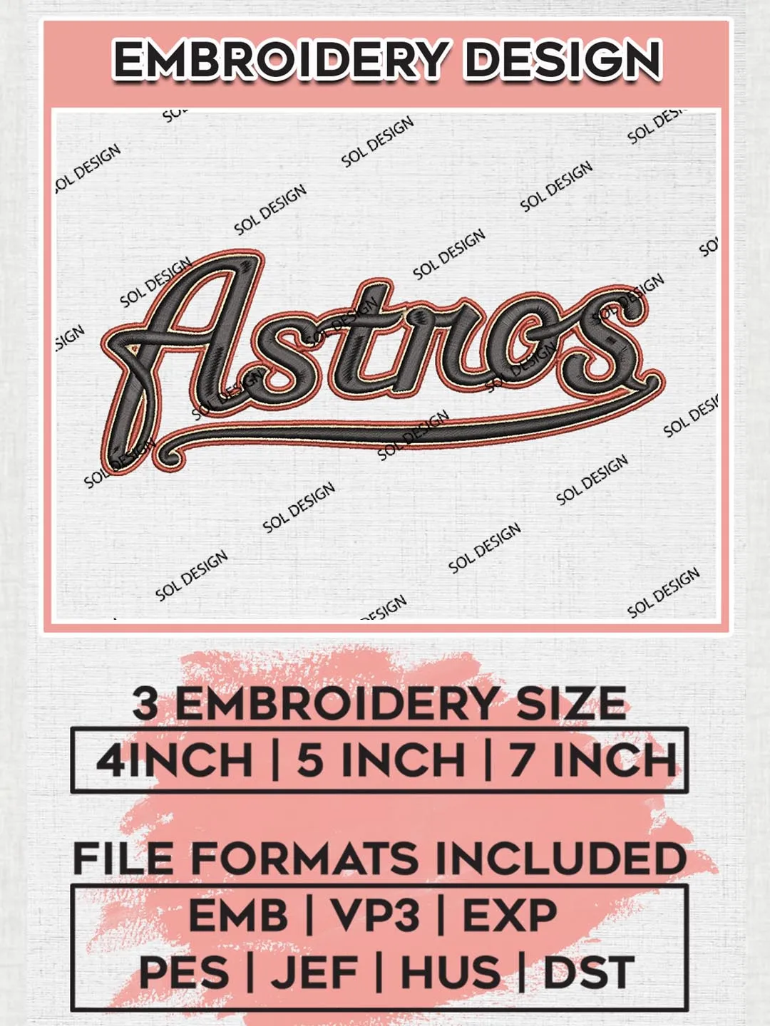 MLB Astros Wordmark Logo Embroidery Design Files, MLB Houston Astros ...