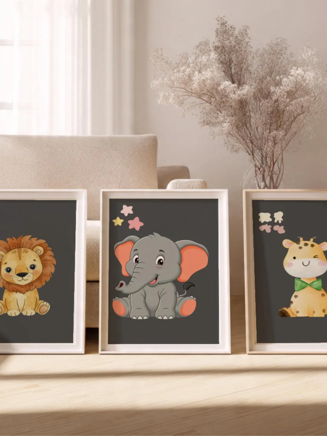 Boho Wildflower Nursery Art Set of 3: Botanical Prints (Digital Download)