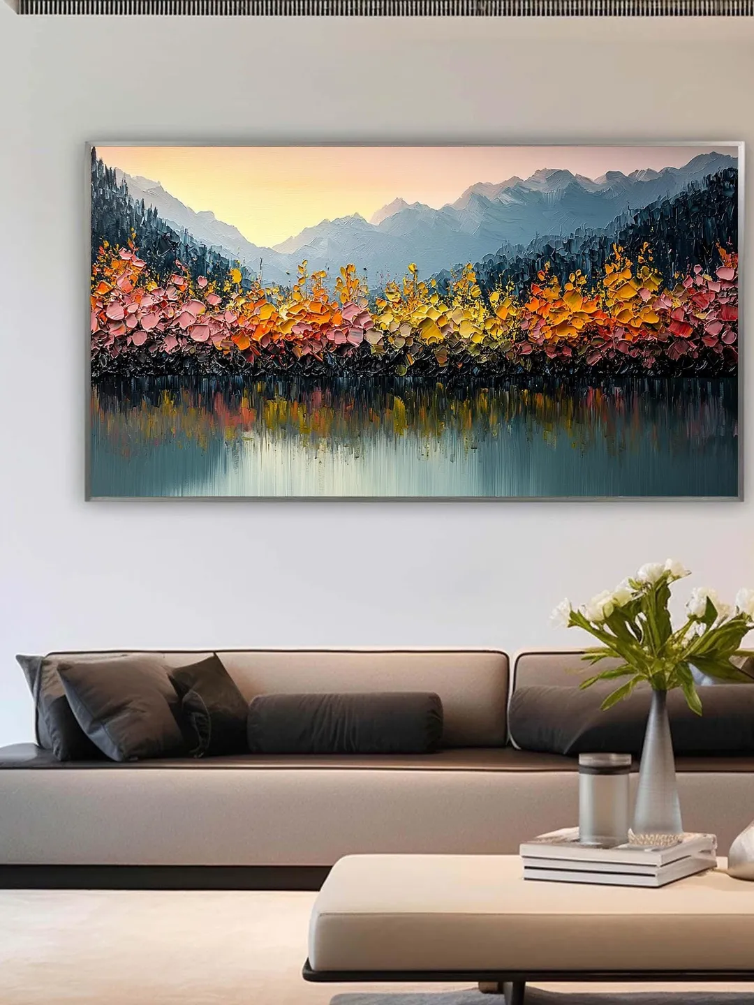 Abstract Rainbow Leaves Painting, Textured Impasto Art, Colorful Wall Art, 3D Canvas Art, Modern Art, Large Wall Decor, Living Room Decor