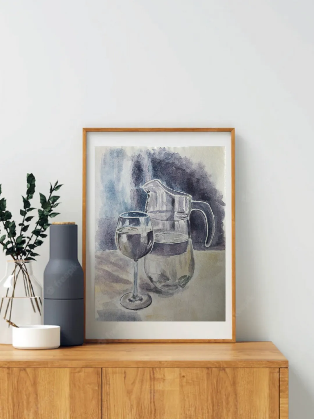 Water jug still life original watercolour painting wall art 7x9