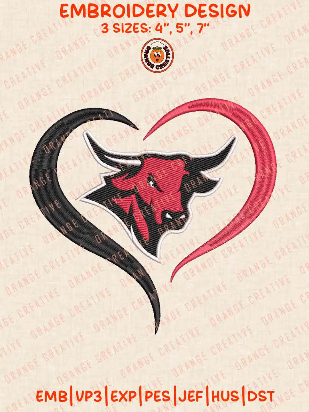 Omaha Maverick Heart Embroidery Design Files, Football Embroidery Designs, Sport Machine Embroidery Files, 3 Sizes, Custom Sizes, Instant Download