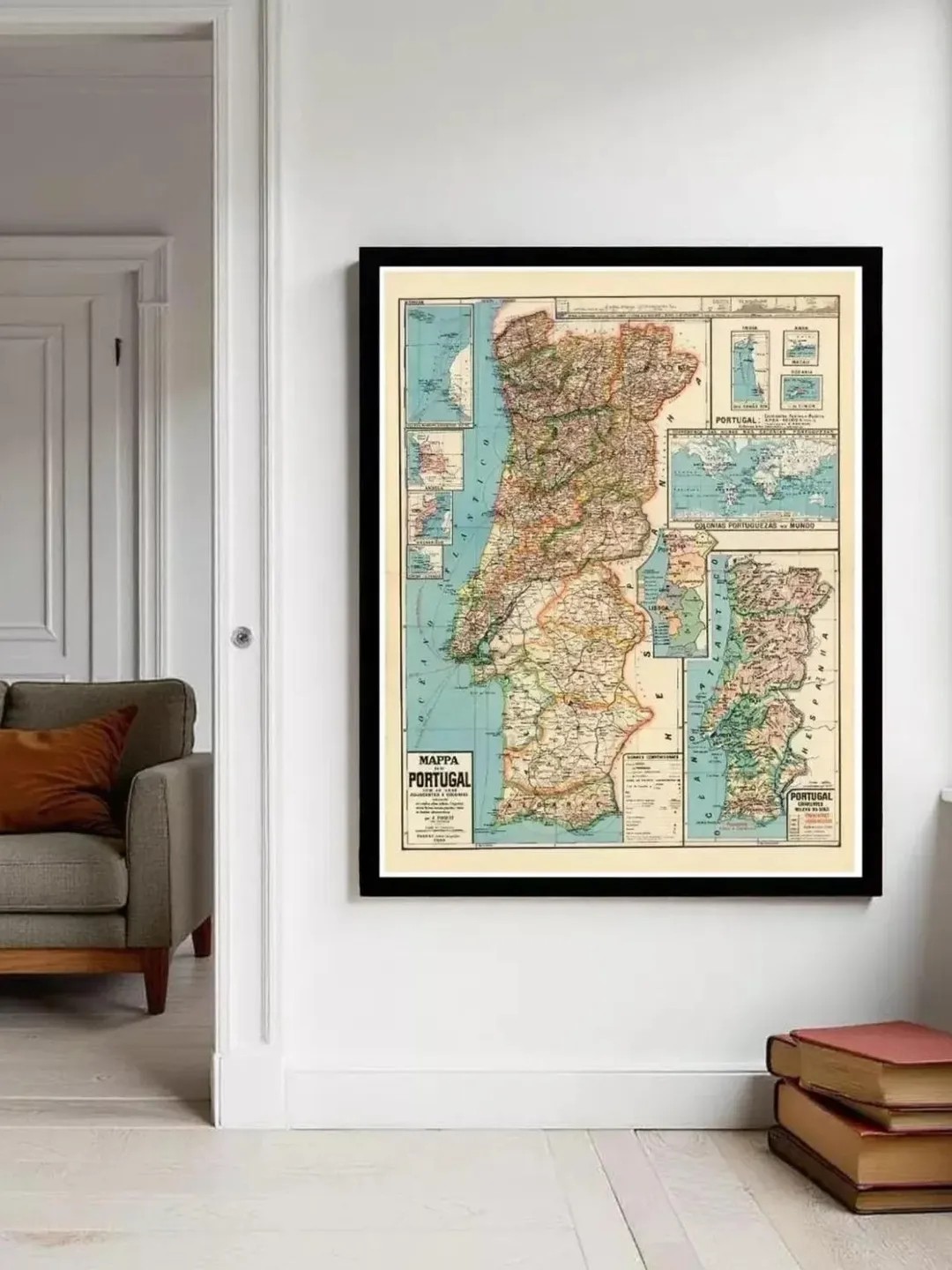 Vintage Portugal Map Print | 1929 Portuguese Wall Art