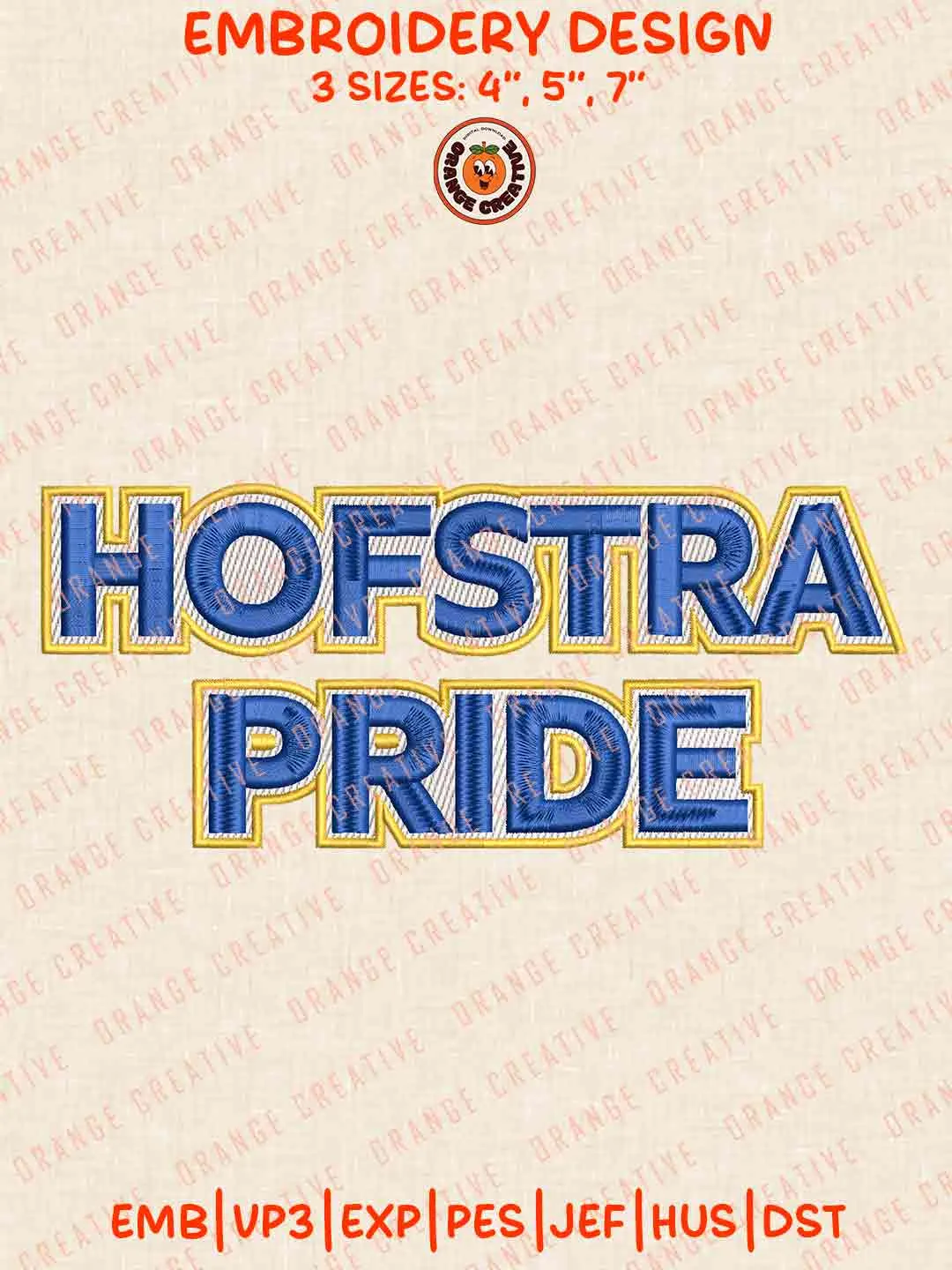 Hofstra Pride Word Embroidery Design Files, Football Embroidery Designs, Sport Machine Embroidery Files, 3 Sizes, Custom Sizes, Instant Download