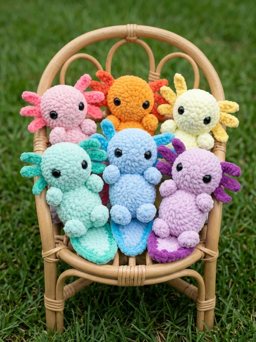 Cute Axolotl Crochet Pattern Amigurumi PDF Download Chenille Plush