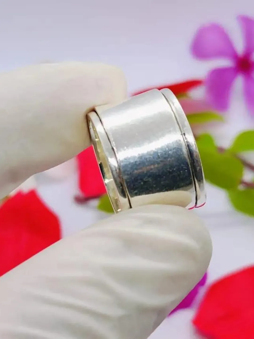 Sterling Silver Wide Spinner Ring | Handmade Polished Meditation Band ...