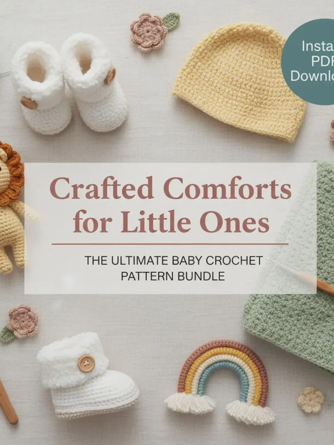 60+ Crochet Baby Patterns Bundle: 60+ Blankets, Booties, Amigurumi (PDF