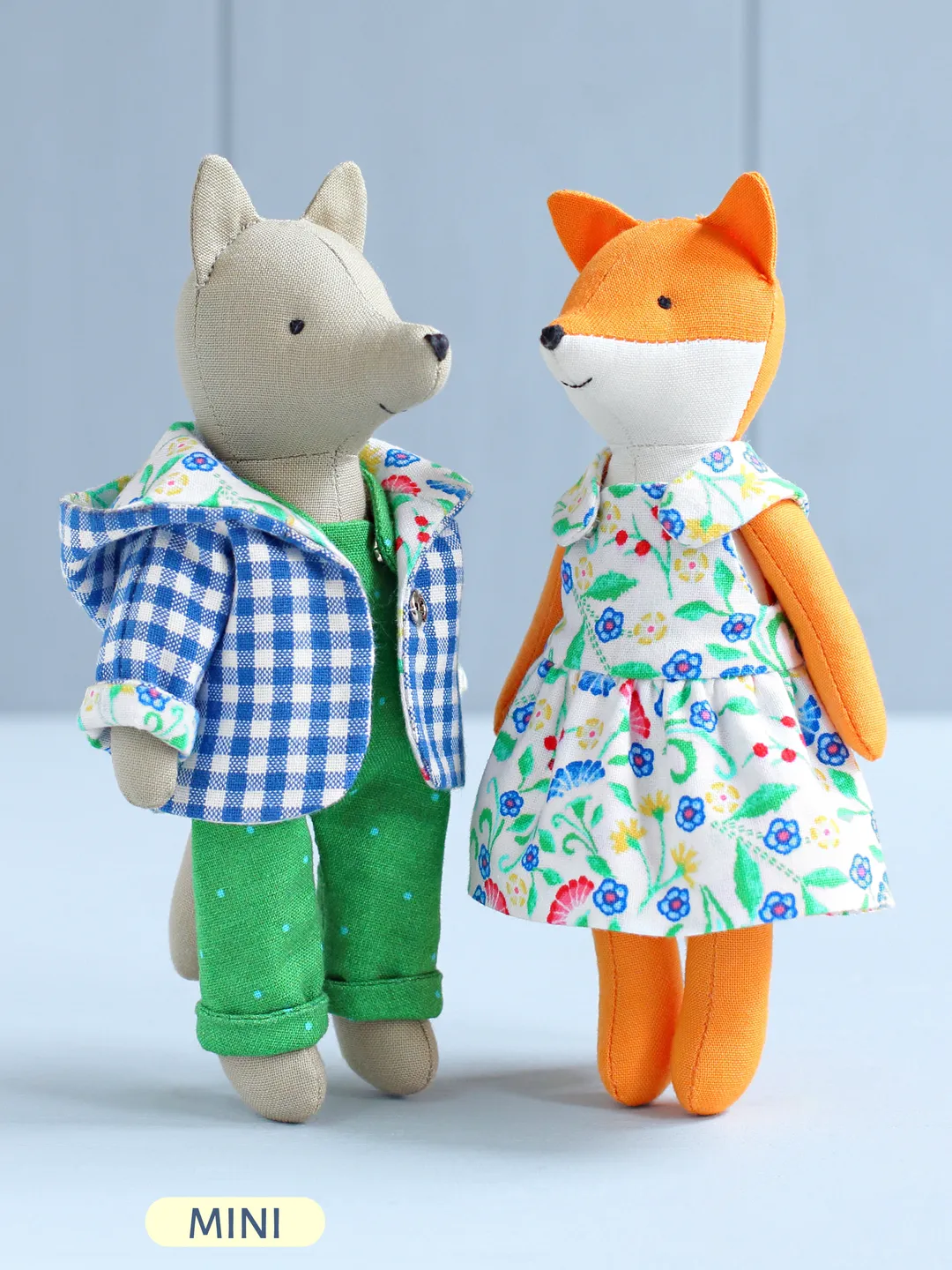 2 PDF Mini Wolf and Fox Stuffed Animals Sewing Patterns Bundle