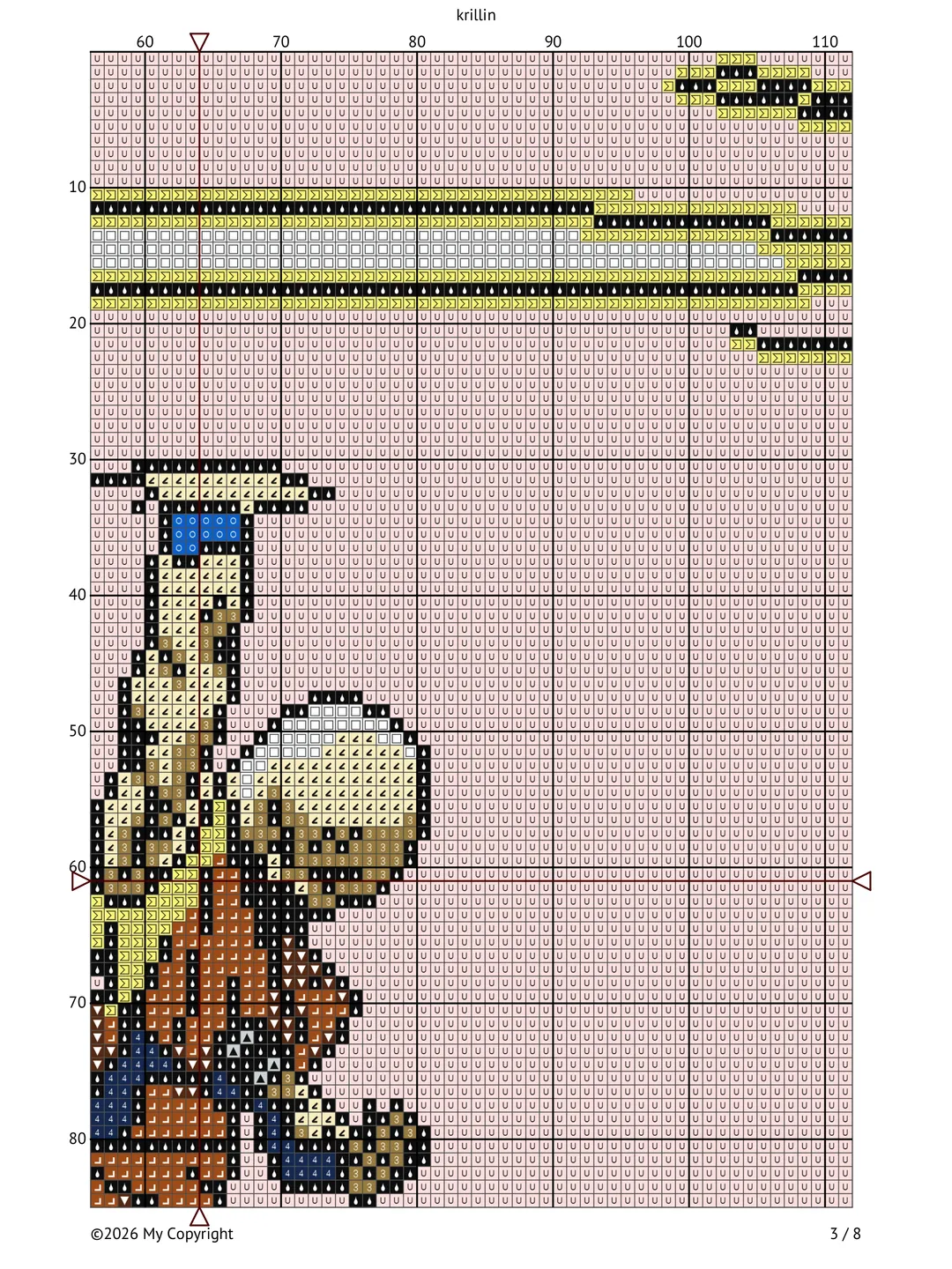 🐉Krillin Cross Stitch Pattern 🐉 | Dragon Ball Pixel Art