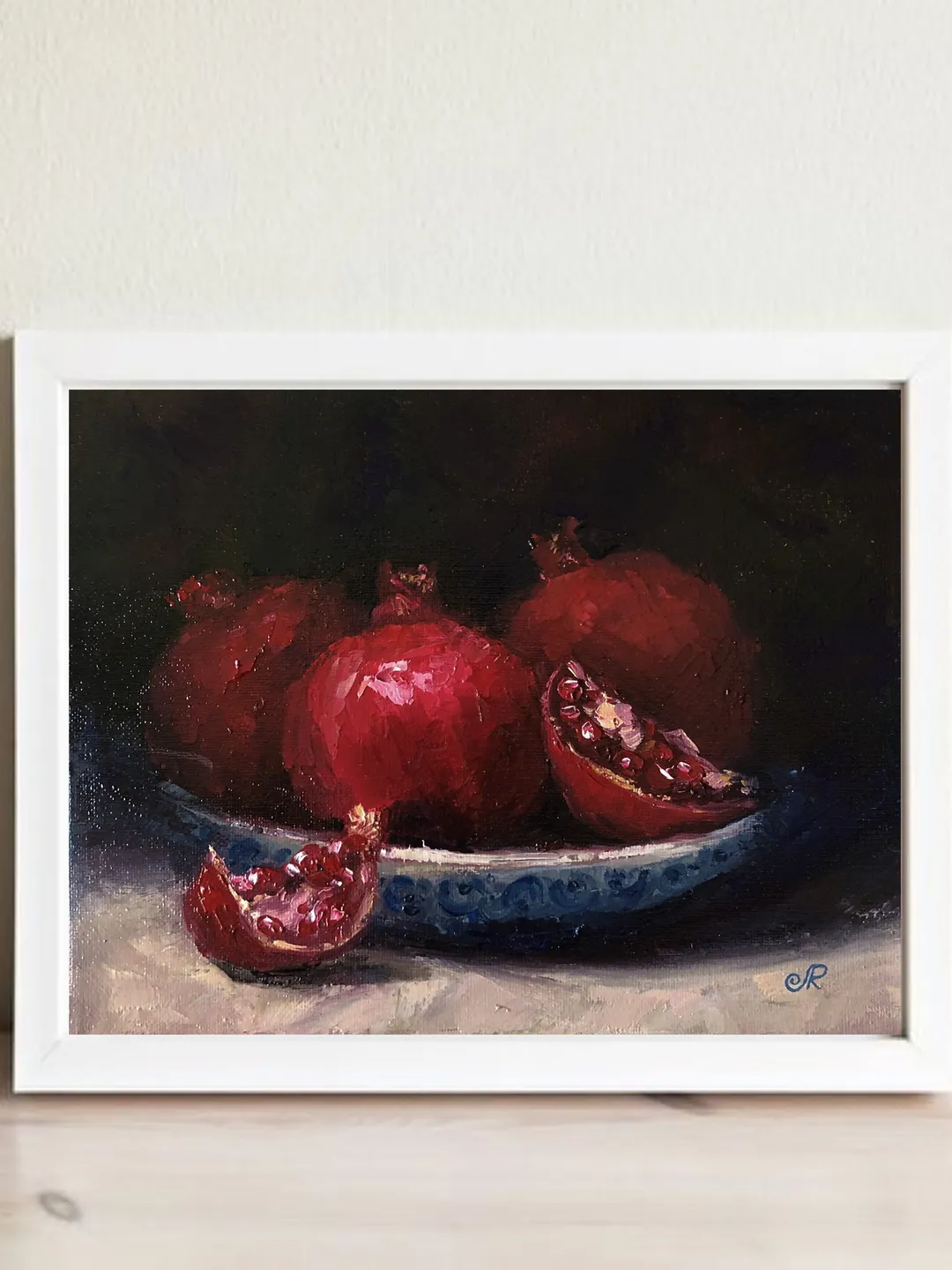 Fruits Painting Kitchen Still Life Original Oil Painting Pomegranate Art
