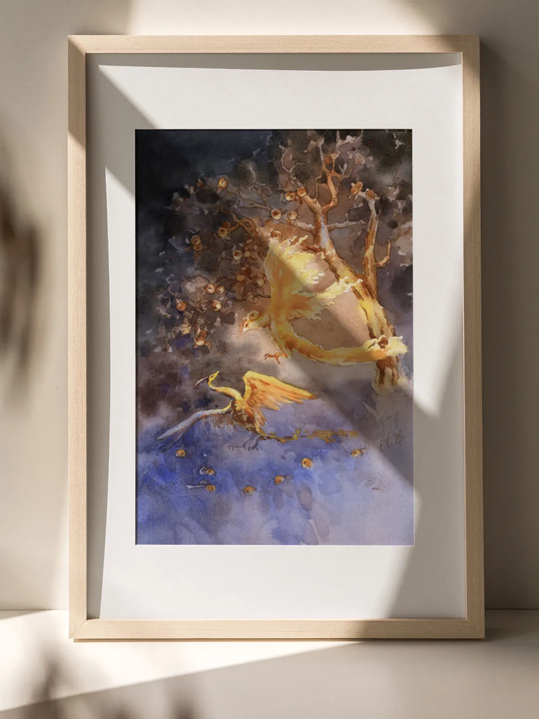 Firebird painting Original fantasy art Watercolor by Yulia Evsyukova
