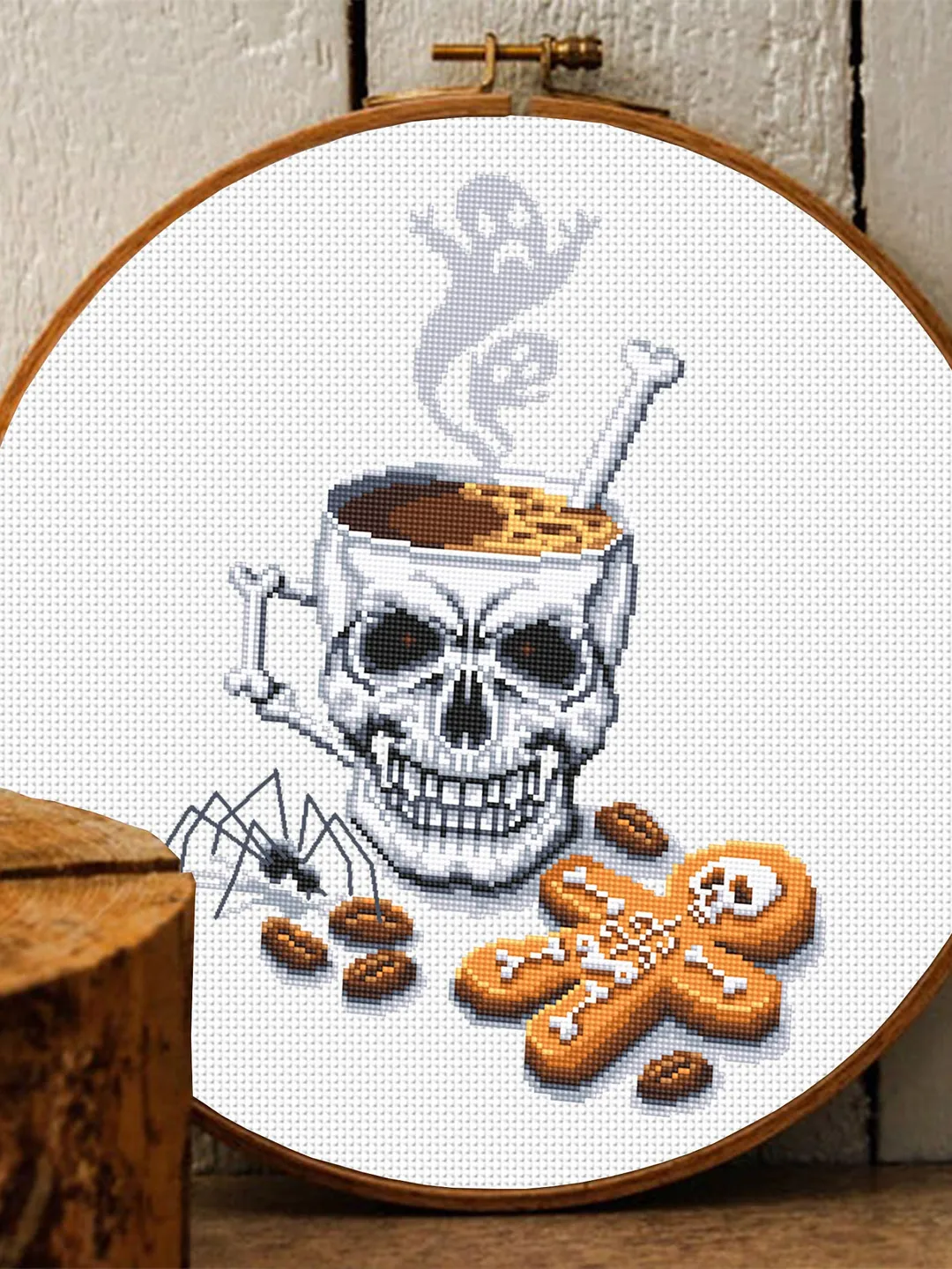 Halloween coffee mug cross stitch pattern download PDF, Gothic ...
