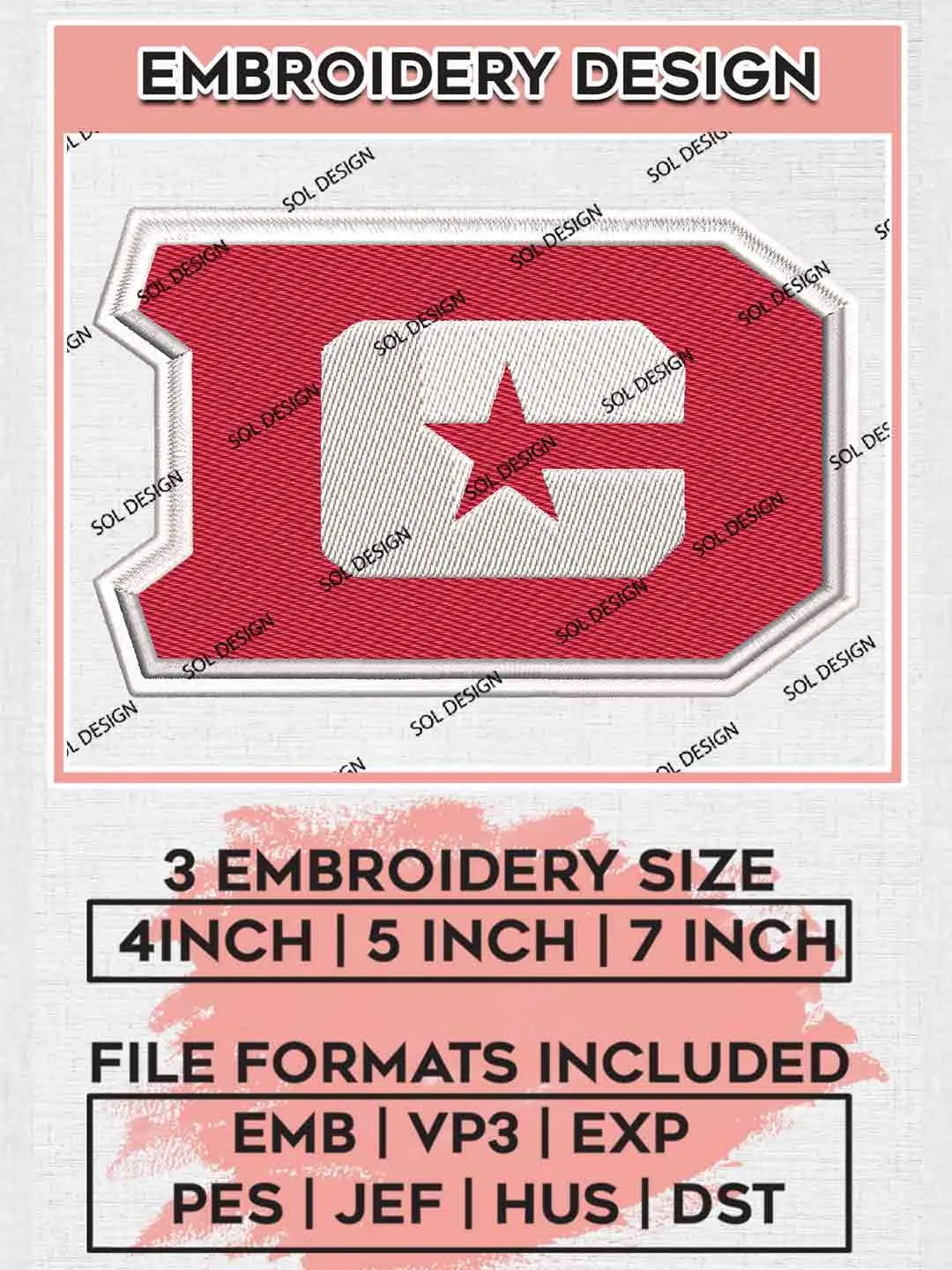 UFL DC Defenders Logo Embroidery Design, Football League Embroidery files, Sport Machine embroidery designs, 3 sizes, Instant Download