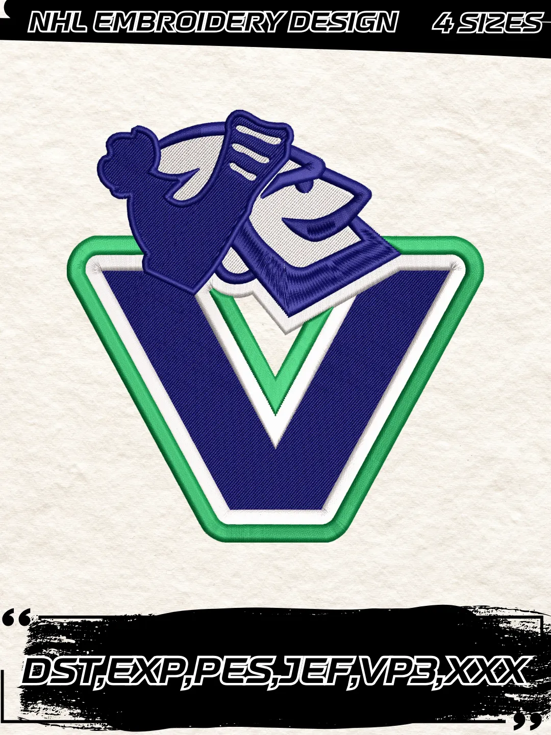 Vancouver Hockey Embroidery Design-Machine Embroidery File