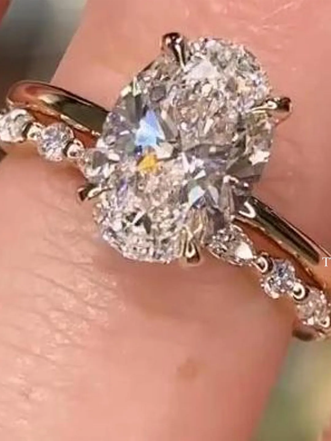 3CT Oval Cut Moissanite Engagement Ring Set 14K Solid Gold Bridal Ring ...