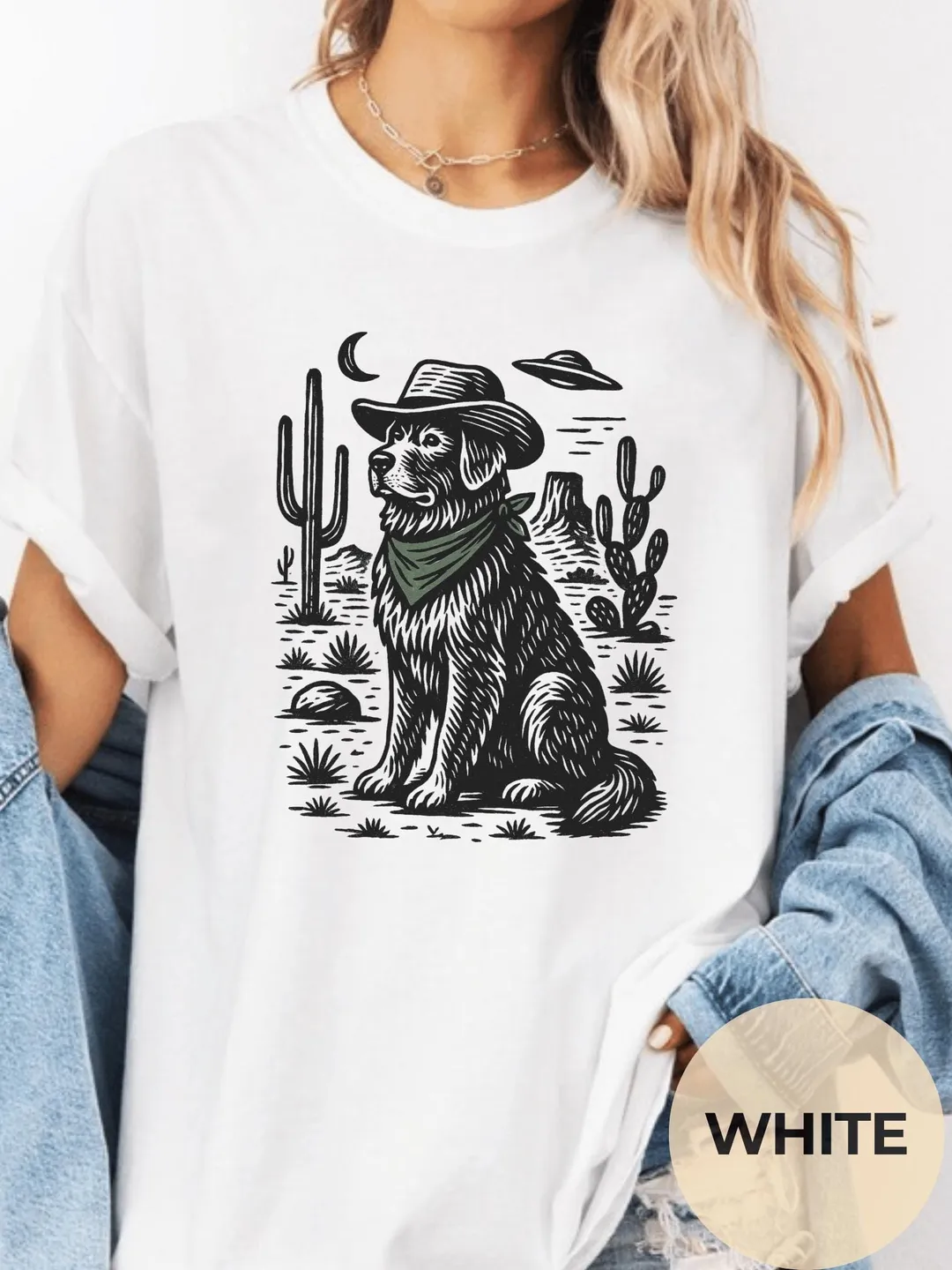 Vintage Newfoundland UFO Cowboy Comfort Colors® Shirt – Retro Western Alien Gifts for dog Owners