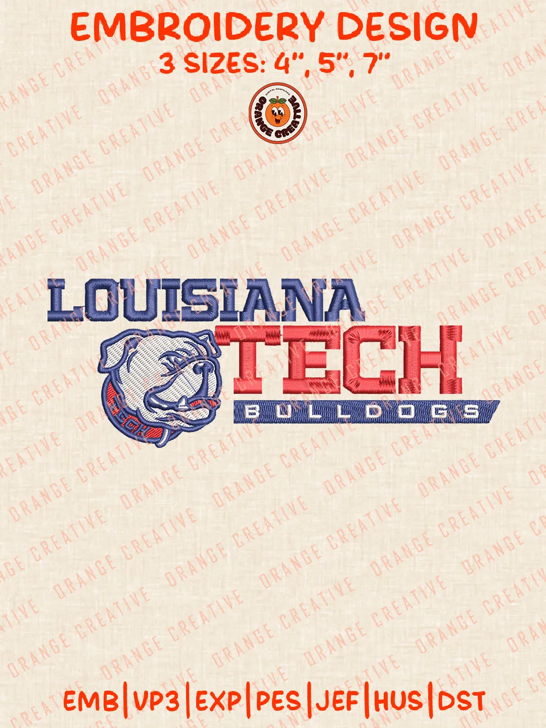 NCAA Louisiana Tech Bulldogs Logo Embroidery Files, NCAA Louisiana Tech Bulldogs Team Embroidery Designs, Football Team Machine Embroidery Files, NCAA Louisiana Tech Machine Embroidery, Digital Download
