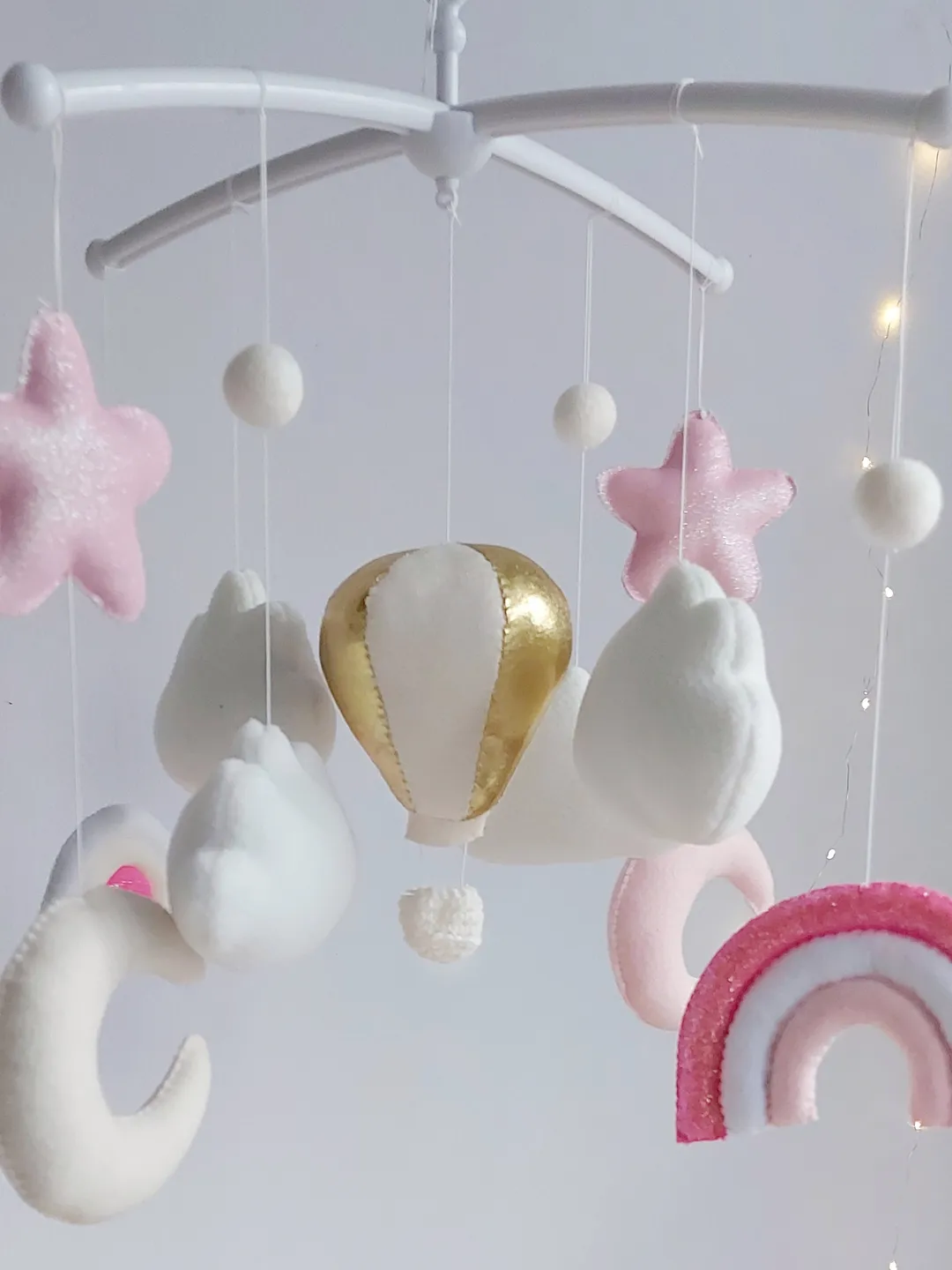 Baby mobile girl with  Rainbow ,Nursery decor and Best baby shower gift Handmade