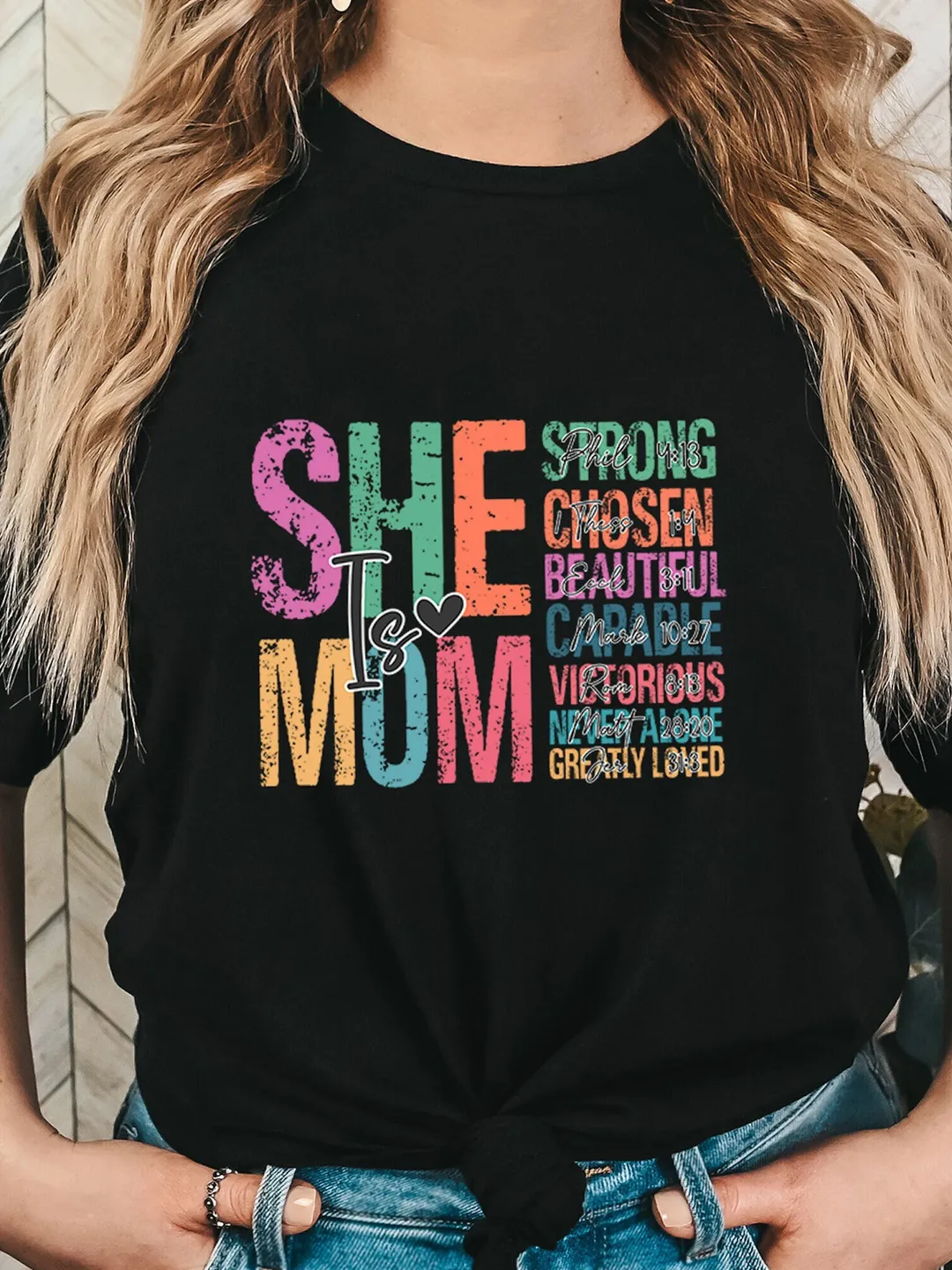 She Is Mom Shirt: Vintage Mother's Day Tee (Soft Cotton)