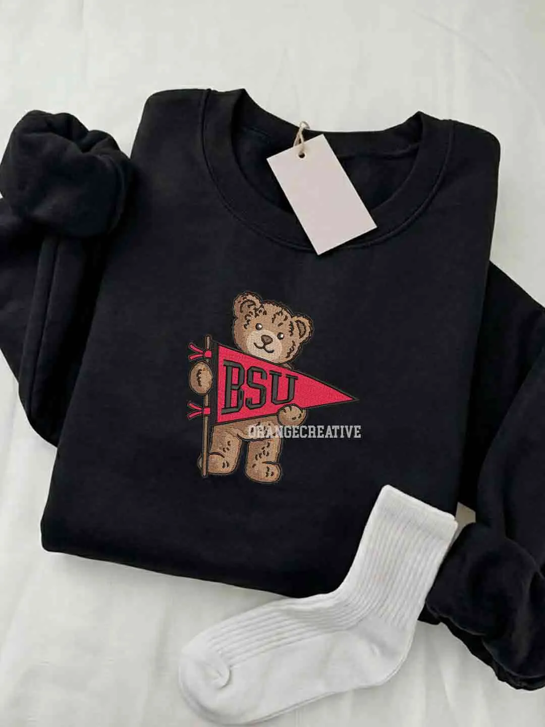 Ball State Cardinals Embroidered Sweatshirt, College Embroidered Crewneck, NCAA Ball State Embroidered Shirt, Teddy Bear Sweatshirt, Gift for Collegue