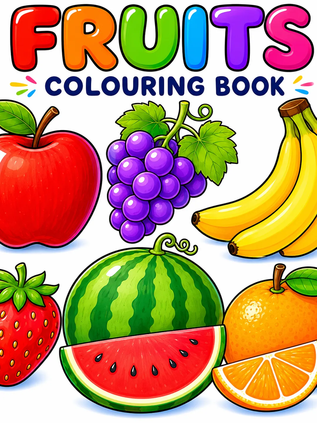 Fun Fruits Colouring Book for Kids – Printable Educational Coloring Pages