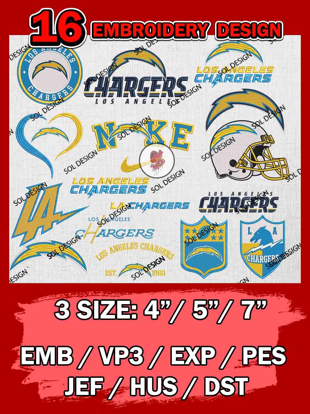 NFL Los Angeles Chargers Bundle Embroidery Files, NFL Los Angeles Chargers Team Bundle Embroidery Designs, NFL Teams, National Football League 3 sizes, NFL Chargers Football Machine embroidery designs, Digital Download