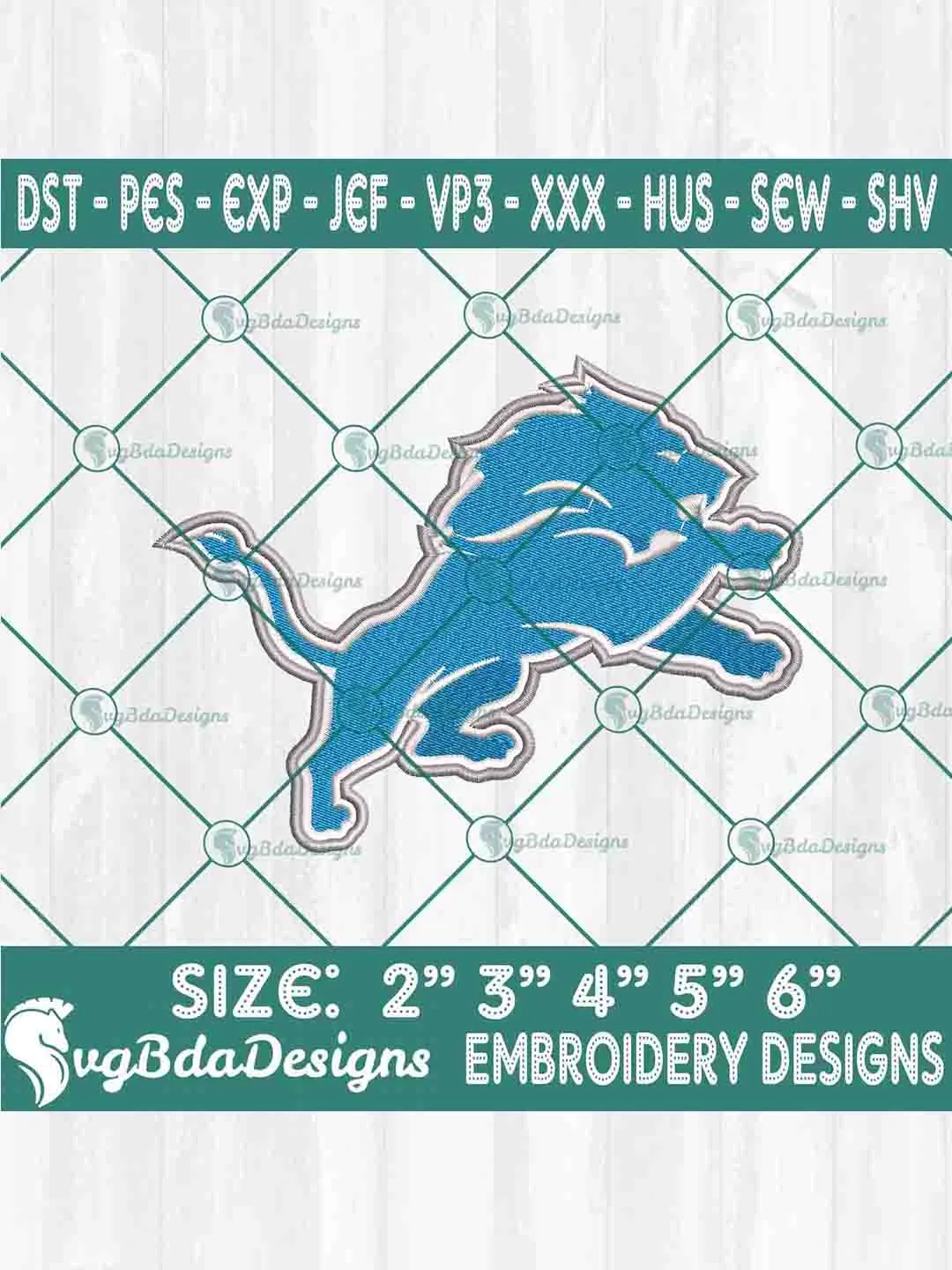 Detroit Lions Machine Embroidery Design, NFL Embroidery Machine Designs