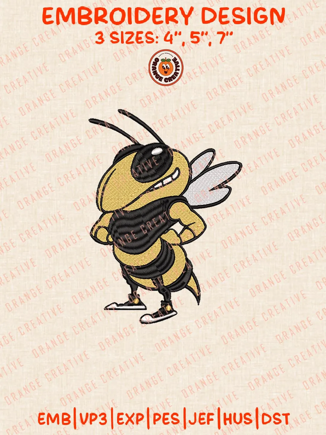 Georgia Tech Yellow Jackets Mascot Logos Embroidery Design Files, NCAA Logos Embroidery Designs, Machine Embroidery Files, 4 Sizes, Custom Sizes