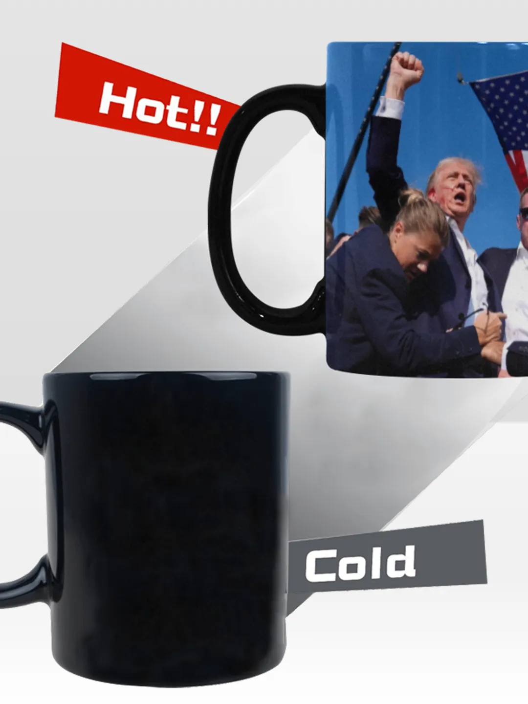 Trump Assasination Color Changing Mug, Trump Shot Color Morphing Mug