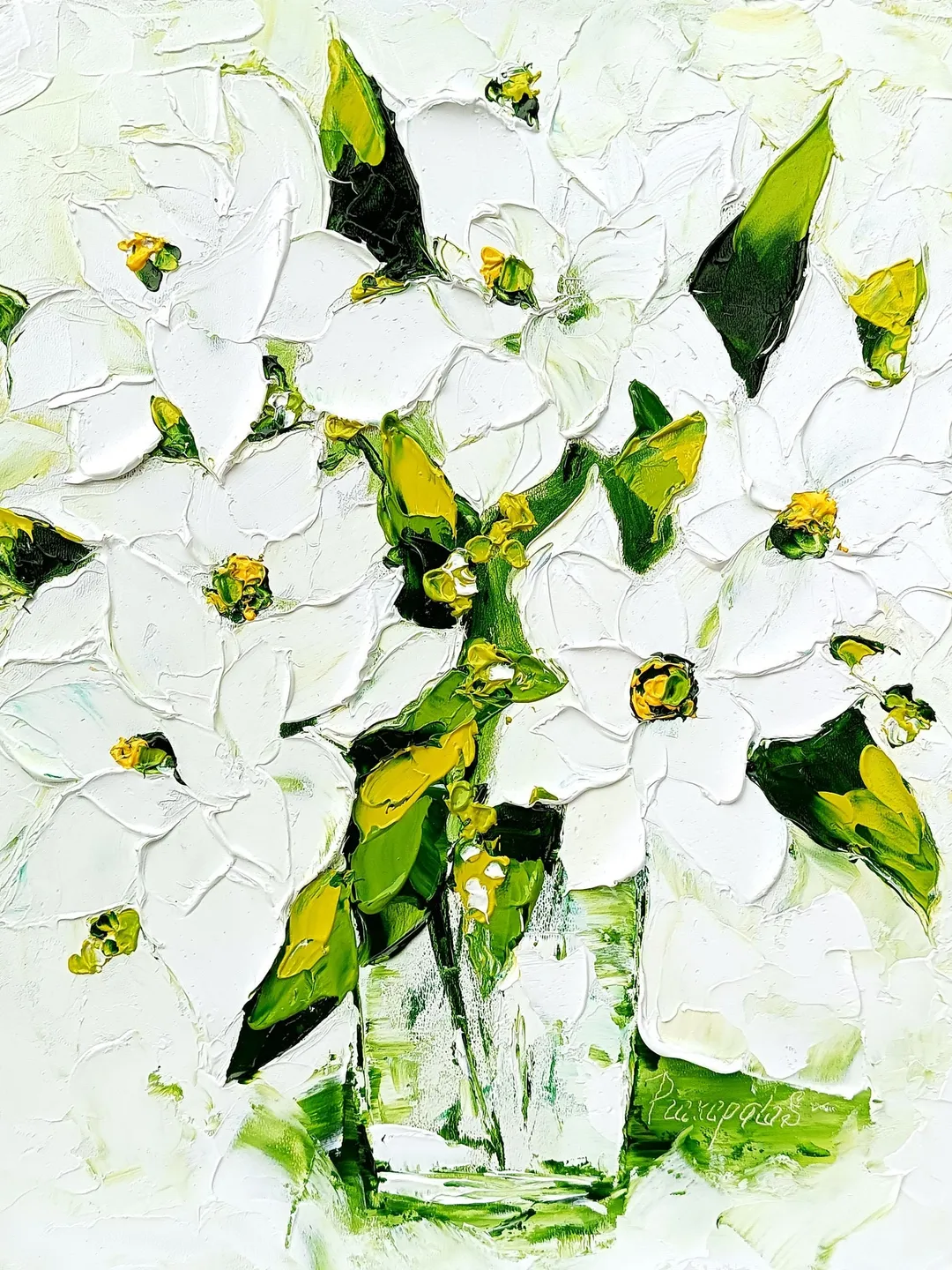 Magnolia Painting Bouquet Original Art Impasto Oil Painting 12x10 Flower Art Magnolia Art by ArtProkopaloSv