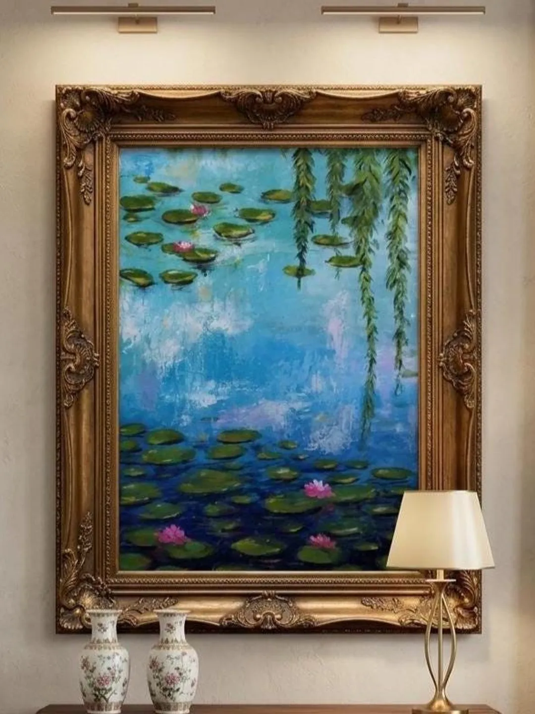 Original Impressionist Water Lilies - Heavy Texture Oil Painting