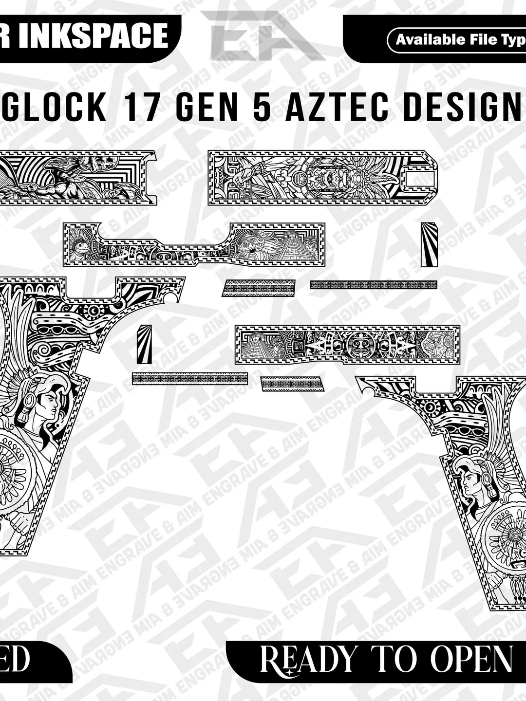 Glock 19 Gen 3 Aztec Design,glock aztec patterns,aztec dragon vector ...