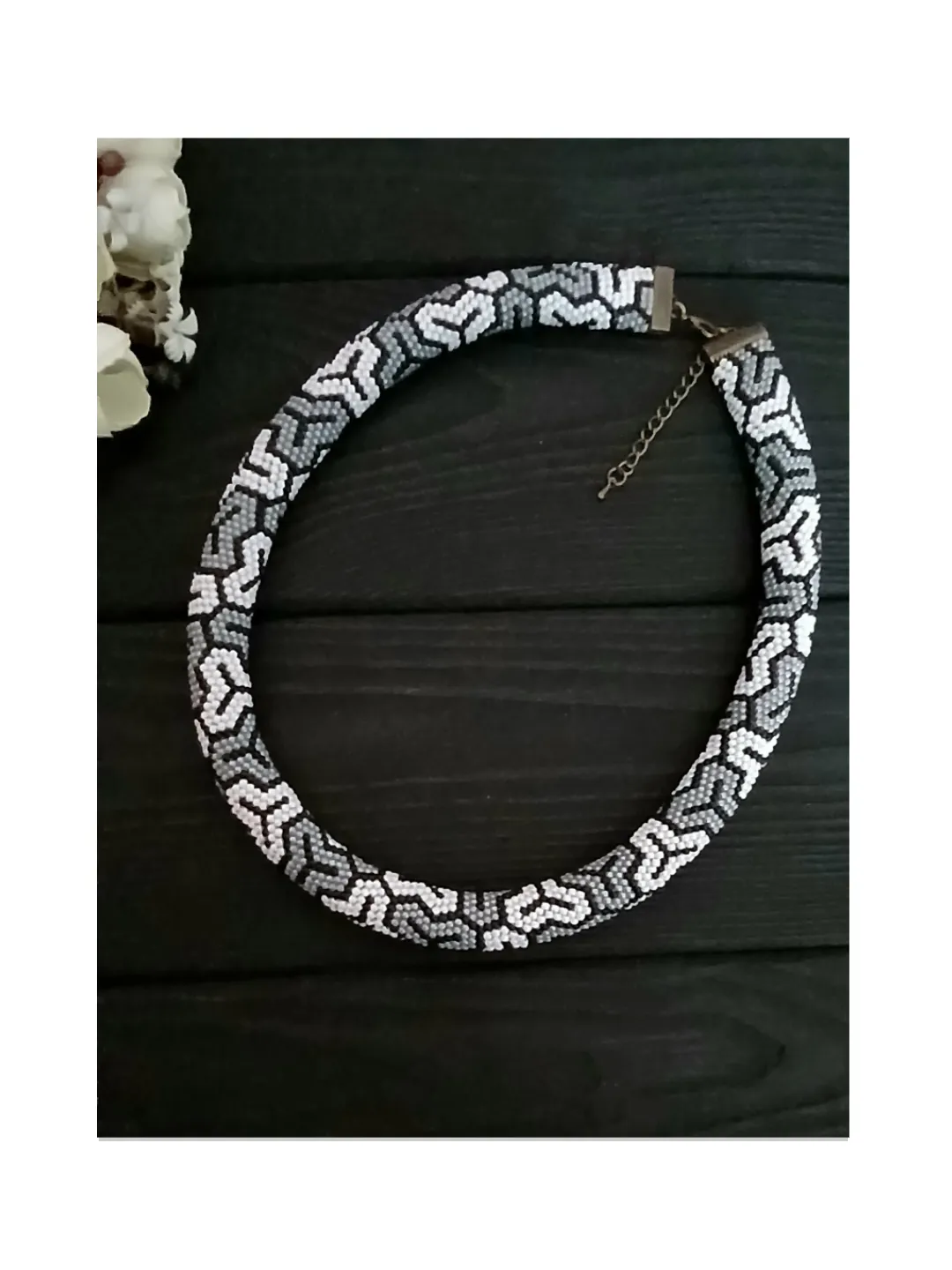 Bead Crochet Rope Necklace , Seed Bead Crochet Necklace, Accent Handmade Beaded