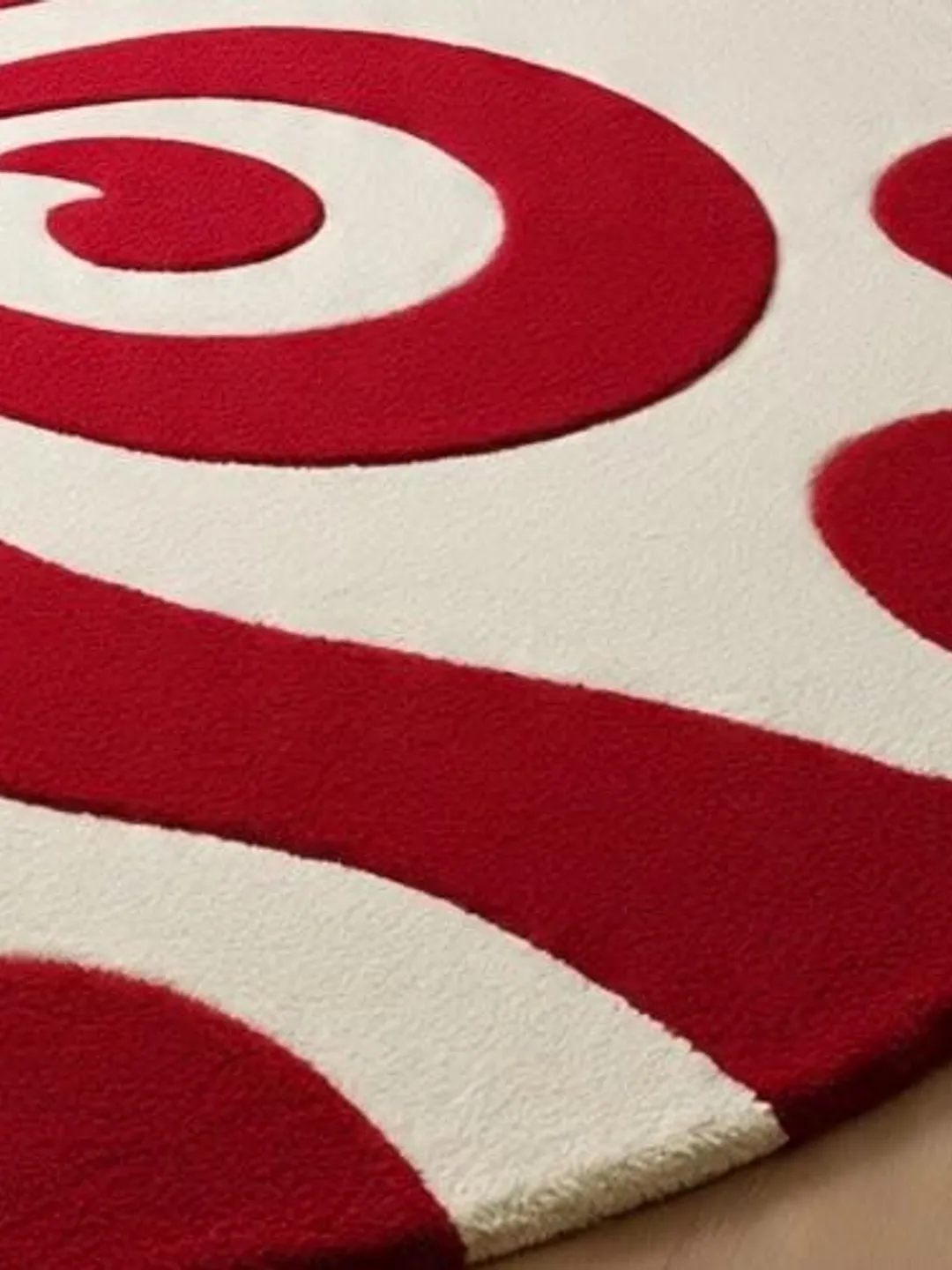Hand Tufted Round Red & Ivory Kids Room Decor Wool Area Rug