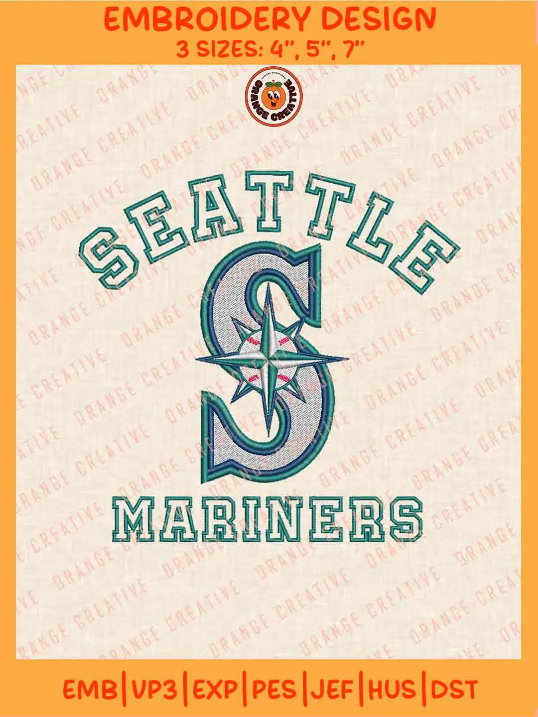 MLB Seattle Mariners Team Name Logo Embroidery Files, MLB Mariners Team Embroidery Designs, Baseball Team Team Machine Embroidery Files, MLB Machine Embroidery, Digital Download
