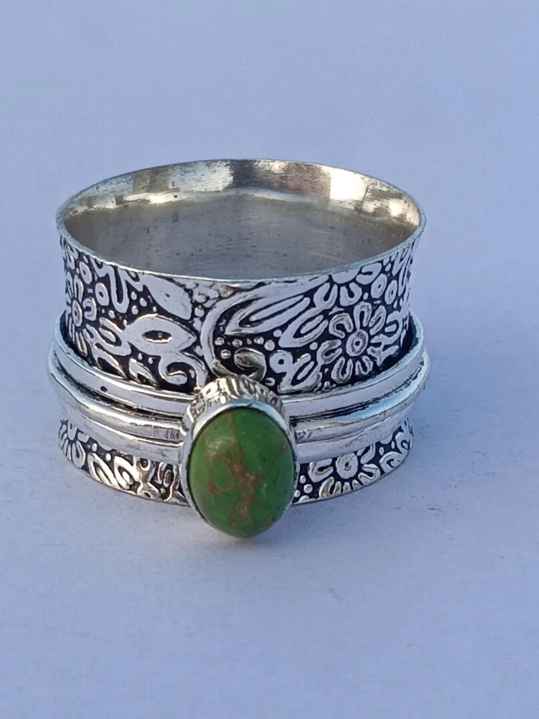 Green Copper Turquoise Ring, Handmade Ring, Band Ring, Designer Beautiful Ring, Anniversary Ring, 925 Sterling Silver Ring, Lovely Ring,