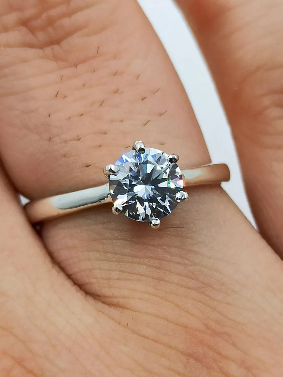 Cubic Zirconia Ring, Handmade 925 Sterling Silver Solitaire Promise Ring