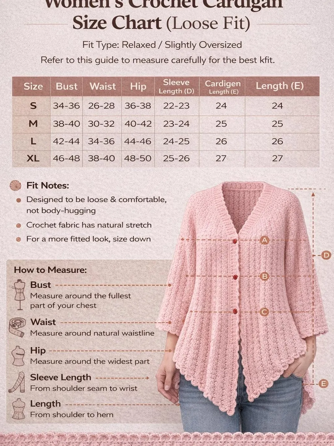 Handmade Crochet kimono | Soft Pink Knit Cardigan | Cozy Winter