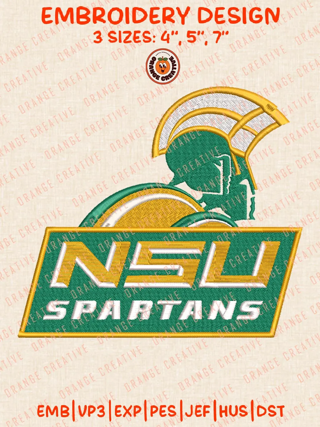 NSU Spartans Embroidery Design Files, NCAA Logos Embroidery Designs, NCAA Norfolk State Spartans Machine Embroidery Files, 3 Sizes, Custom Sizes, Instant Download