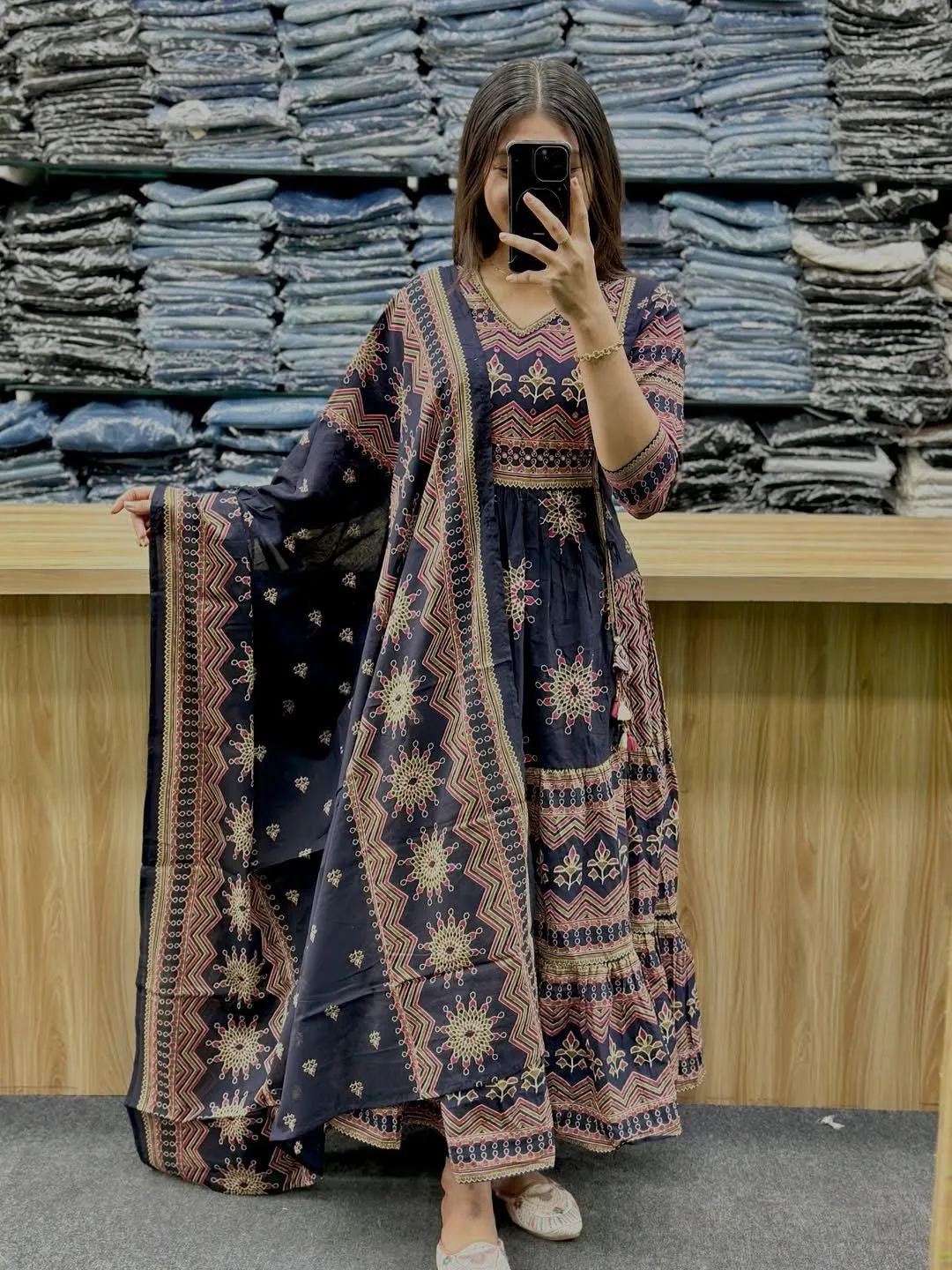 pure cotton anarkali dress Pure cotton Anarkali suit set Aashvi Couture