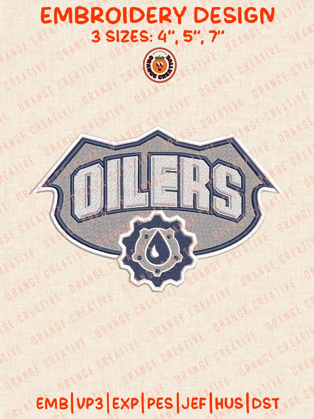 Oilers NHL Hockey Team Logos Embroidery Designs, NHL Edmonton Oilers Logo Embroidery Files, Machine Embroidery Design File, 4 Sizes, Custom Size, Digital Download