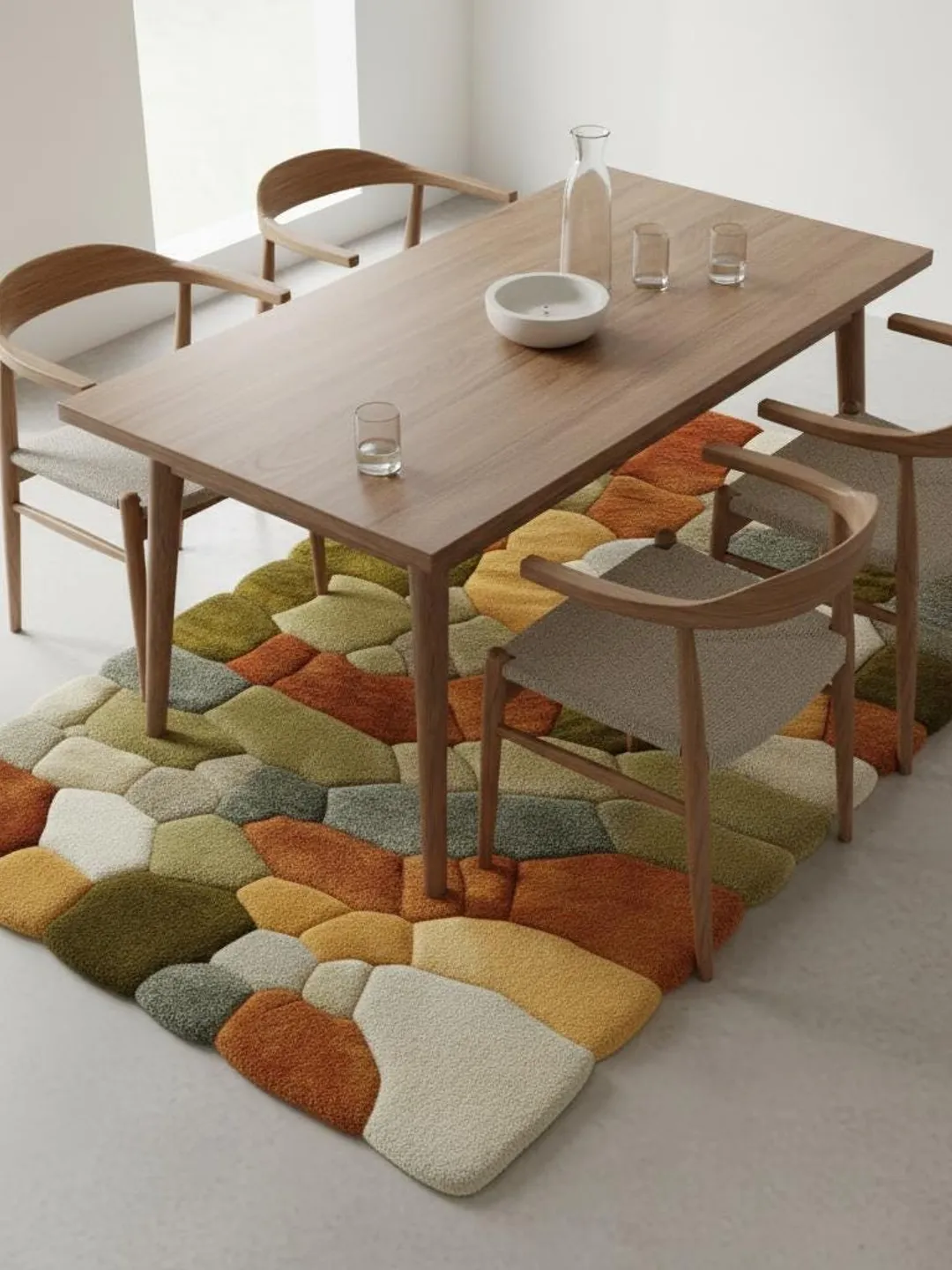 3D Pebble Moss Rug | Hand Tufted Green Earth Tone Carpet