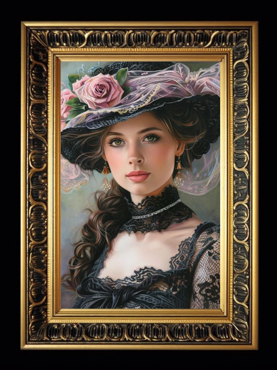 Digital illustration.French woman. Romantic girl with a hat. Digital painting. Wall decor in pastel colors. Parisienne. Instant download.