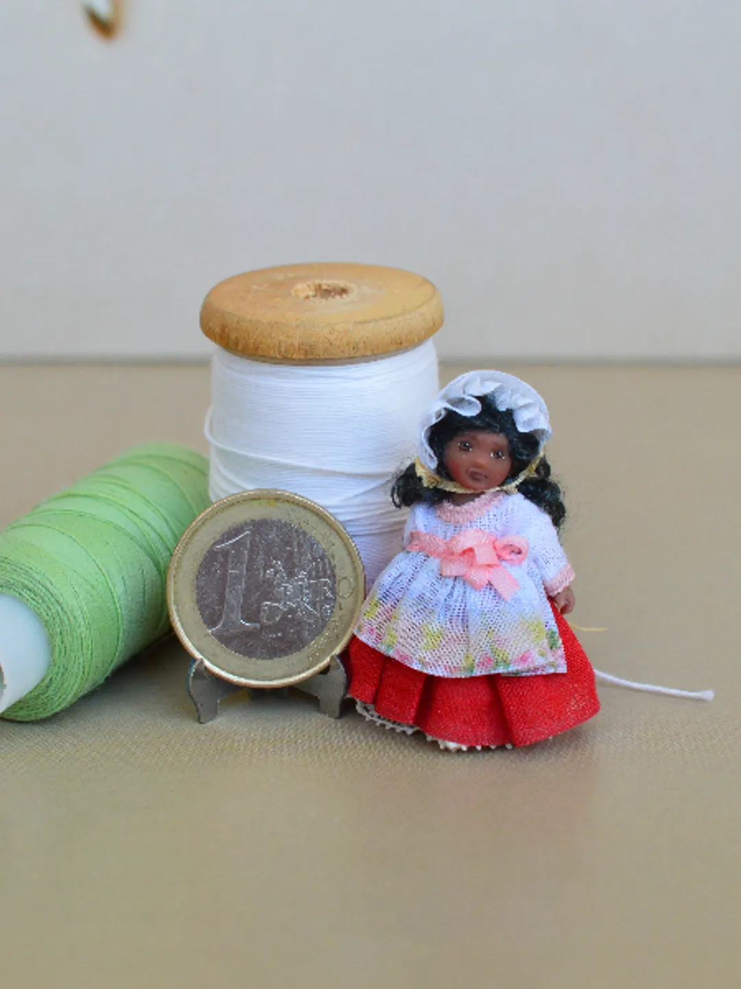 Miniature  doll in 24th scales. Handmade doll toy. Miniature for dollhouse.