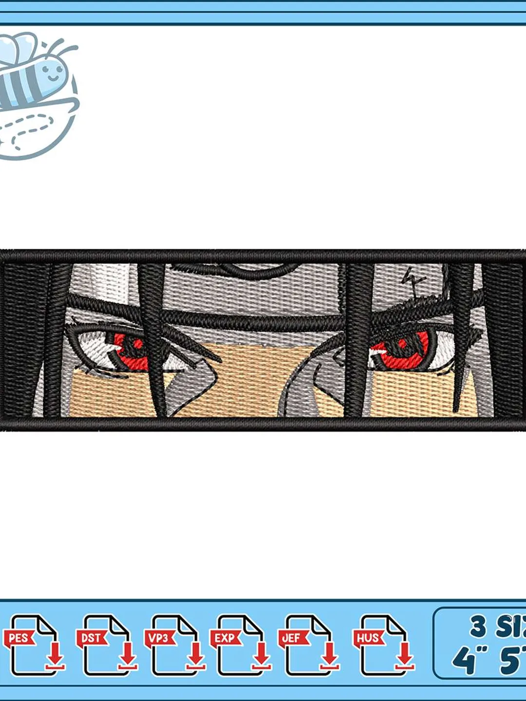 Itachi Eyes Embroidery Design, Anime Sharingan Patch Machine Embroidery File, Naruto Character Eyes Peek Embroidery Design