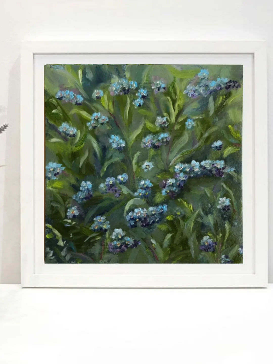 Blue flowers original oil painting wall art