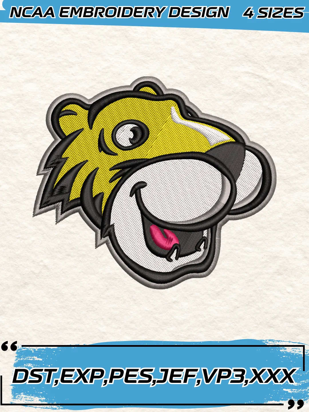 Towson Tigers Mascot Logo Embroidery Design,NCAA Logo Embroidery Design,Machine Embroidery Design File,4 Sizes, Digital Download