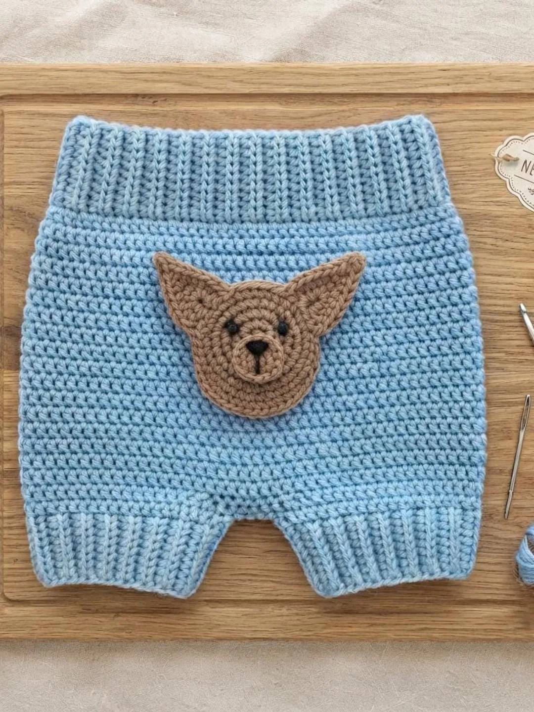 Crochet Newborn Bloomers Pattern PDF, Baby Diaper Cover Crochet Pattern, Teddy Bear Applique, Handmade Baby Gift, Teddy Bear Decoration